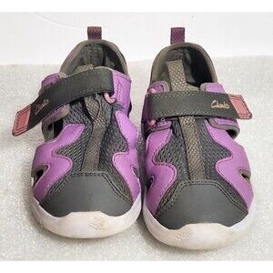 Clarks toddler sandals size 8.5 preowned purple and grey sandles